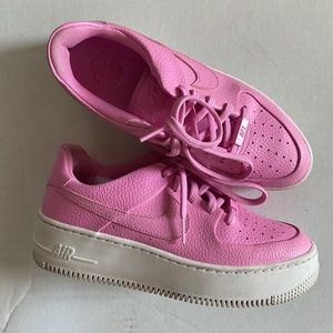 Pink Nike leather platform Air Force 1s - size 8